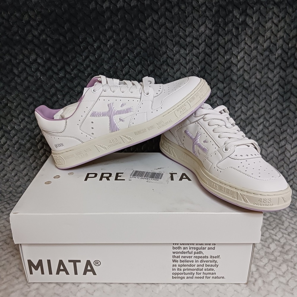 Premiata Quinnd Timeless Trainers Women's Sneakers Shoes White Purple Size 7.5